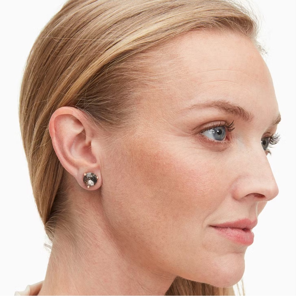 NEW Kate Spade Gum Drop Earring Studs Black and Gold - Picture 2 of 6